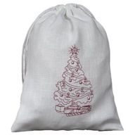Ľanová darčeková taška 26x36cm vianočný stromček - biele ľanové