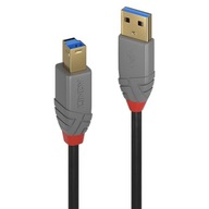 LINDY Kábel USB 3.0 typu A až B Anthra Line 5m čierny