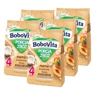 BoboVita Porcia obilnín Mliečna krupicová kaša broskyňovo-banánový SET 5x210g BoboVita Porcia obilnín Mliečna krupicová kaša broskyňovo-banánový SET 5x210g