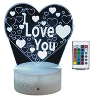 NOČNÁ LAMPA SRDCE A LOVE YOU 3D LED 16 FARIEB