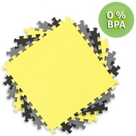 Puzzle penová podložka 180x180cm 9 ks sivá a žltá