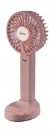 Ružový mini ventilátor Hoffen s lampou a rukoväťou