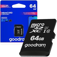 GOODRAM MICROCARD 64 GB MICRO SD XC UHS-I CLASS 10 PAMĚŤOVÁ KARTA SD ADAPTÉR GOODRAM MICROCARD 64 GB MICRO SD XC UHS-I CLASS 10 PAMĚŤOVÁ KARTA SD ADAPTÉR