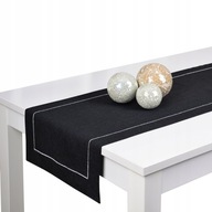 behúň na stôl PANAMA LUX 40x140, odolný voči škvrnám čierny + strieborný prúžok