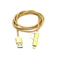 USB KÁBEL 2v1 NYLON LIGHTNING / MICRO USB 1m