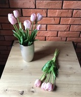 Silikónové tulipány 40cm Kytica 5ks Svetloružová