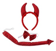 DEVIL maska červené rohy motýlik chvost outfit DEVIL maska červené rohy motýlik chvost outfit