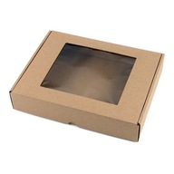 31x26x3 cm Štvorcová krabica s okienkom - Eko hnedá - Sada 5 ks 31x26x3 cm Štvorcová krabica s okienkom - Eko hnedá - Sada 5 ks