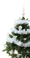 Biele ozdoby, retiazkové mašle, vrch vianočného stromčeka