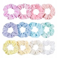 12 ks scrunchie gumičky do vlasov pastel