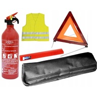 Bezpečnostná súprava do auta, 1kg hasiaci prístroj, trojuholníková vesta, v obale na suchý zips