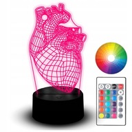 LED nočná lampa RGB soška 3D gravírovanie srdca pre kardiológa LED nočná lampa RGB soška 3D gravírovanie srdca pre kardiológa