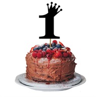 Baby's birthday TOPPER one year s čiernou korunkou Baby's birthday TOPPER one year s čiernou korunkou