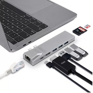 HUB 2xUSB-C Thunderbolt HDMI LAN USB Macbook M1 M2