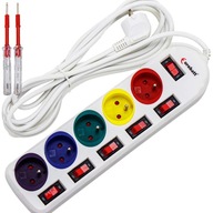 POWER STRIP Predlžovací kábel 3m vypínače 5 ZÁSUVEK + SKÚŠKA POWER STRIP Predlžovací kábel 3m vypínače 5 ZÁSUVEK + SKÚŠKA