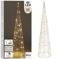 Vianočný stromček GOLD KONE, svietiaci, osvetlený, s ozdobnými svetielkami, 80 cm
