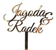 Svadobný topper s menami NAME Páry zlaté zrkadlo Svadobný topper s menami NAME Páry zlaté zrkadlo