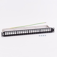 Patch panel Keystone 19" 24 FTP portov s policou Patch panel Keystone 19" 24 FTP portov s policou