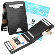 Pánska kožená peňaženka elegantná horizontálna RFID tenká tenká 1,5 cm čierna Pánska kožená peňaženka elegantná horizontálna RFID tenká tenká 1,5 cm čierna