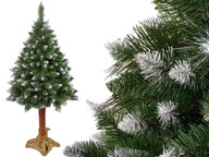 Vianočný stromček na kmeni, 160 cm, zasnežený, diamanty + šišky