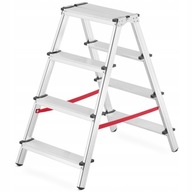 Hliníkový rebrík, obojstranný, taburetka, plošina, 2x4, 4 stupne