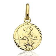 Zlatý medailón Sv. Krištof, okrúhly, zlatý pr.585