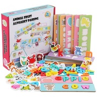 Skladanie dreveného učenia puzzle s nápismi Skladanie dreveného učenia puzzle s nápismi