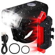VÝKONNÁ LED CYKLISTICKÁ LAMPA PREDNÁ ZADNÁ USB SET VÝKONNÁ LED CYKLISTICKÁ LAMPA PREDNÁ ZADNÁ USB SET