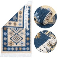 Koberec Kilim tkaný so strapcami BOHO, námornícka modrá, 50x80cm