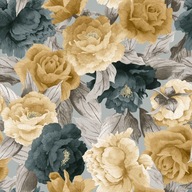 Materiál na záclony Látkové kvety Tyrkysová 7689