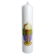 Sviečka oltárna (biela s aplikáciou) 30/6 cm