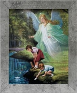 OBRAZ 30x25 ANJEL STRÁŽNY ANJEL ŠEDÝ RÁM OBRAZ 30x25 ANJEL STRÁŽNY ANJEL ŠEDÝ RÁM