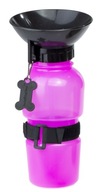 Cestovná fľaša pre psa, fľaša na vodu, miska, 500 ml ružová