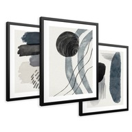 SET Zarámované obrazy plagáty akvarelové škvrny grafický triptych 43x99 SET Zarámované obrazy plagáty akvarelové škvrny grafický triptych 43x99
