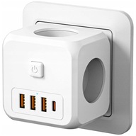 SIEŤOVÝ ROZDEĽOVAČ CUBIC 3 USB ZÁSUVKY USB C SIEŤOVÝ ROZDEĽOVAČ CUBIC 3 USB ZÁSUVKY USB C