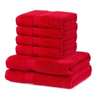 100% bavlnené uteráky, sada 6ks červených