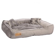 Veľká velúrová posteľ pre psa pohovka vankúš XL Pekne sivá 100x75 cm