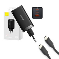 Rýchla nástenná nabíjačka 2xUSB-C 65W, čierny kábel Rýchla nástenná nabíjačka 2xUSB-C 65W, čierny kábel