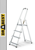 Hliníkový domáci rebrík, jednostranný, 4 stupne DRABEST + HÁK