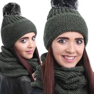 Súprava NANDY: Čiapka + teplý šál, Fox Pom Pom