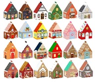 Adventný kalendár - farebné domčeky 24 kusov PL