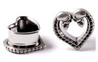 Zástrčný tunel Heart Skull sedlový oceľový 10mm Zástrčný tunel Heart Skull sedlový oceľový 10mm