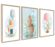 Sada 3 obrazových plagátov Medvedík Fox Rabbit 30x40 Sada 3 obrazových plagátov Medvedík Fox Rabbit 30x40