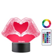 3D LED srdce, nočná lampa, gravírovanie názvu 3D LED srdce, nočná lampa, gravírovanie názvu