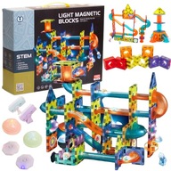 Svietiace MAGNETICKÉ BLOKY svetelná guľôčková dráha, guľôčková dráha, XXL SET Svietiace MAGNETICKÉ BLOKY svetelná guľôčková dráha, guľôčková dráha, XXL SET