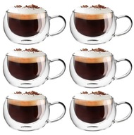 Termálne poháre šálky na kávu latte cappuccino dvojité sklo 300 ml