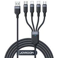 Kábel 4v1 USB-A - USB-C 2x iPhone Lightning microUSB 1,2 m čierny