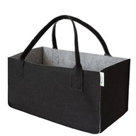 Plstená taška, nákupný košík, drevo, drevené uhlie, organizér do kufra, čierna