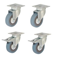 Sada podvozku: 4 ks kolies 100mm, otočné kolieska 260KG Sada podvozku: 4 ks kolies 100mm, otočné kolieska 260KG