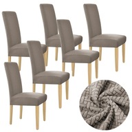 SADA 6 KS. POTAH NA STOLIČKU SIVÁ BÉŽOVÁ ELASTICKÁ ŽAKÁROVÁ HERRINGBONE SADA 6 KS. POTAH NA STOLIČKU SIVÁ BÉŽOVÁ ELASTICKÁ ŽAKÁROVÁ HERRINGBONE